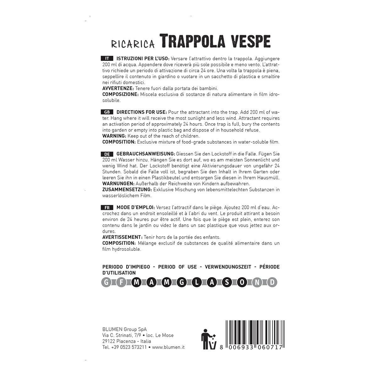 Fito Trappola Vespe attrattivo senza veleno