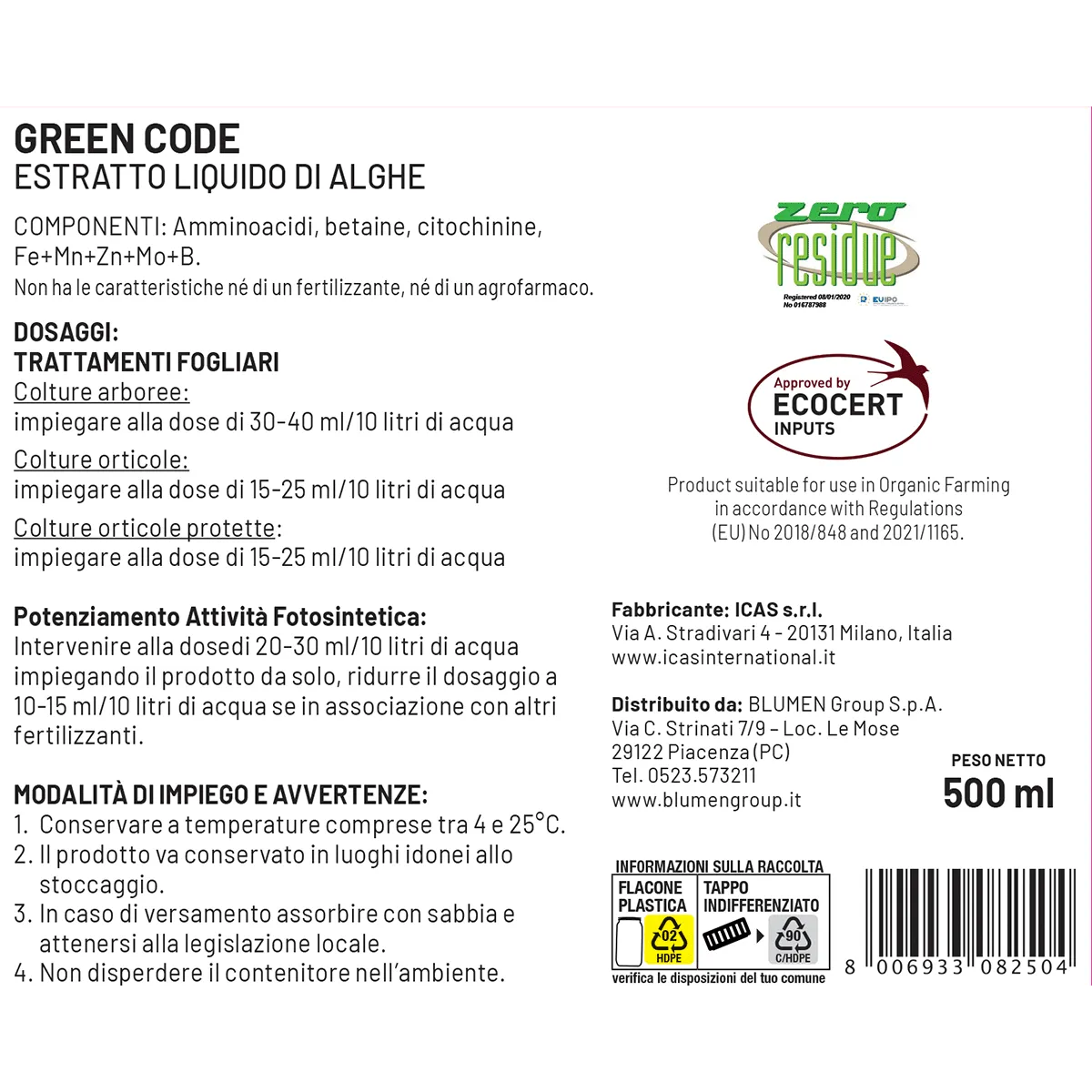 Fito Green Code estratto alghe verdi fotosintesi