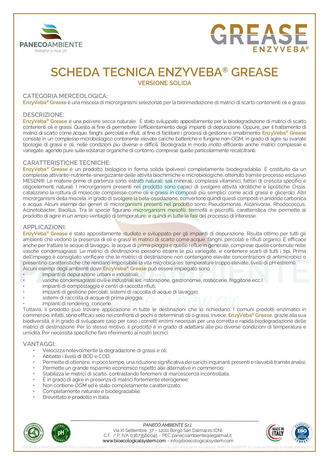 ZoLogik EnzyVeba Grease Solid sgrassatore 5kg polvere