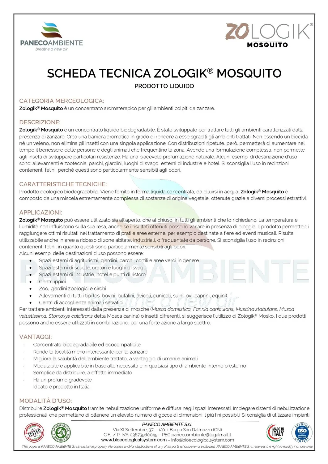 ZoLogik Mosquito concentrato aromatico 500ml naturale