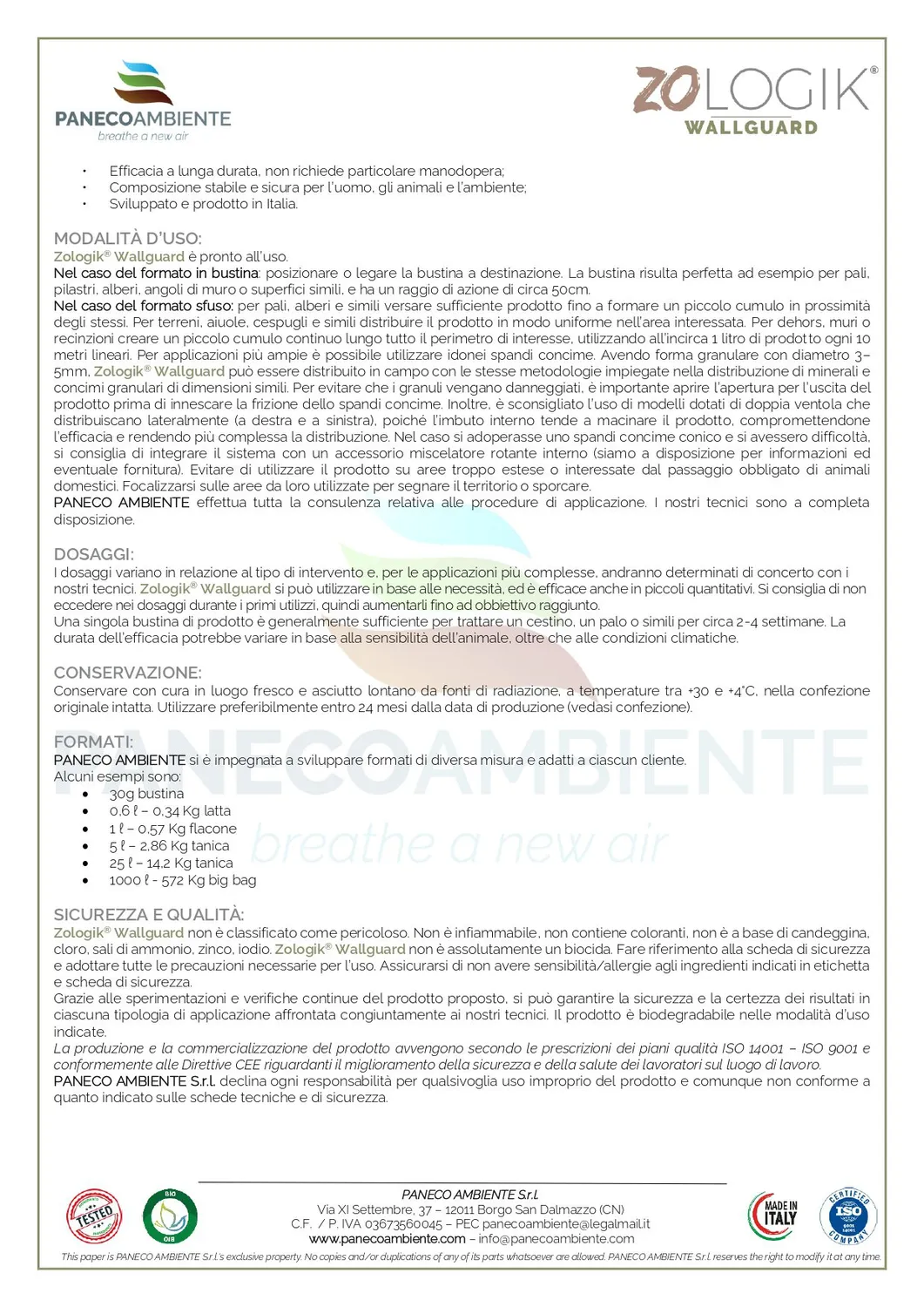 ZoLogik Wallguard dissuasore granuli 30g cani e gatti