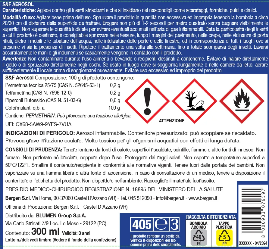 Fito Deed Tech Cimici S&F Spray Aerosol insetticida per cimici