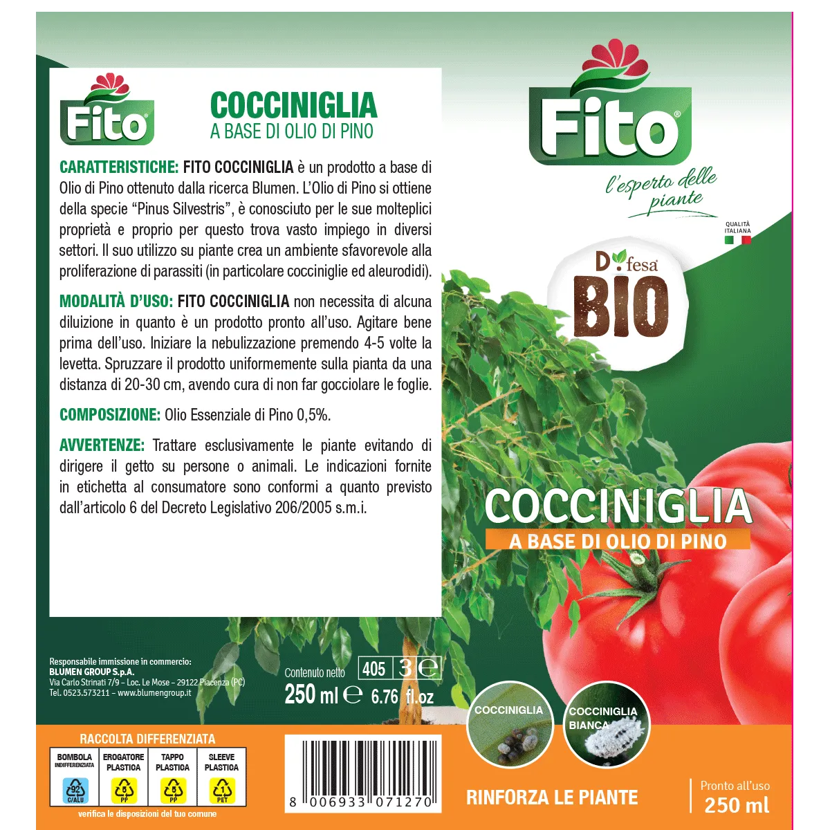 Fito spray no gas cocciniglia olio di pino protettivo