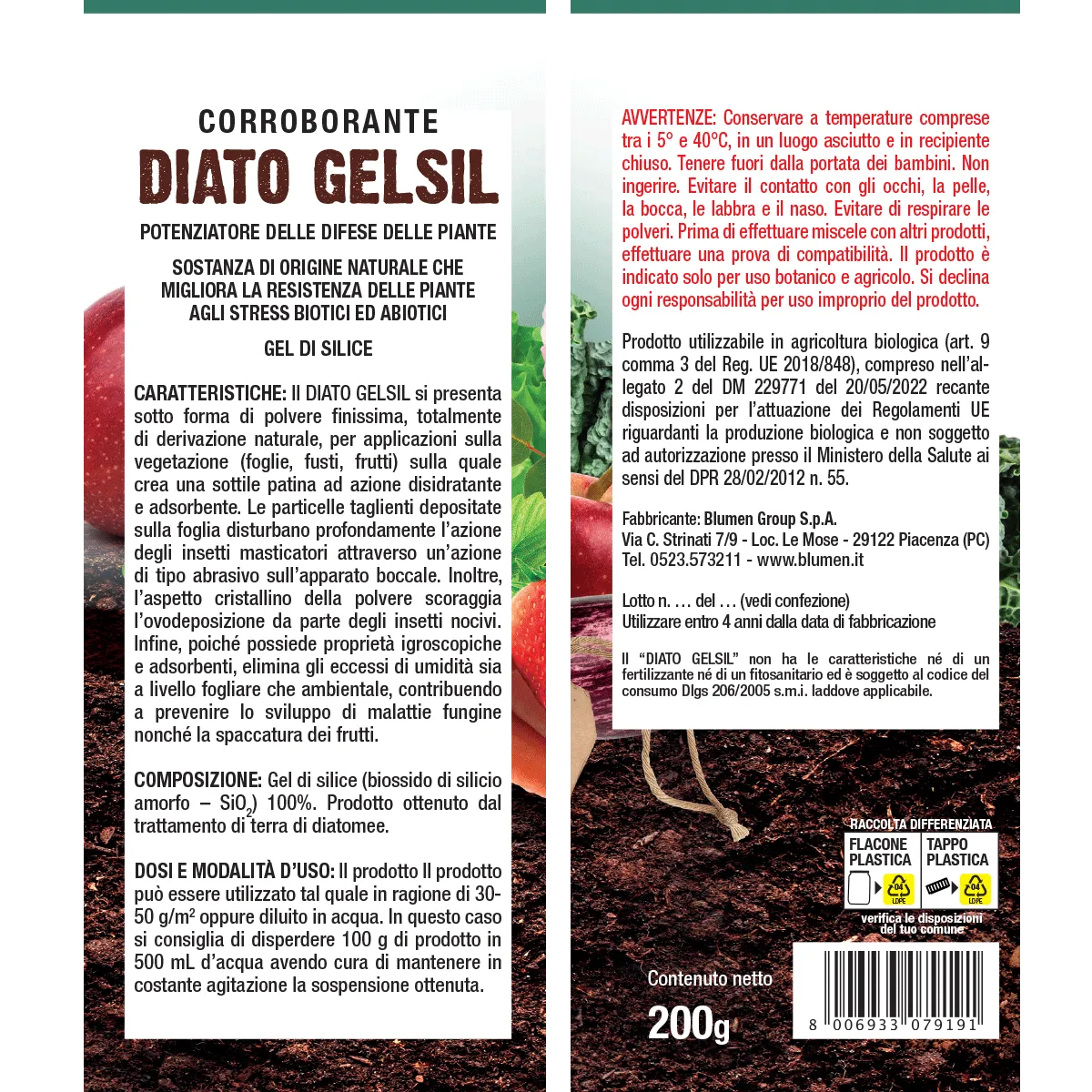 Fito Biofito Dato Gel Sil corroborante polvere diatomee