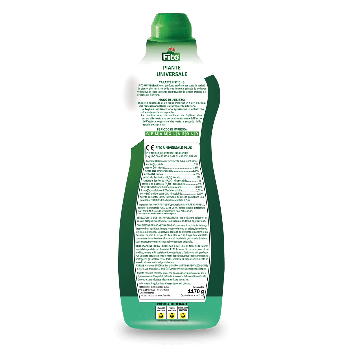 Fito Universale Plus concime liquido NPK 7-7-7 con ferro