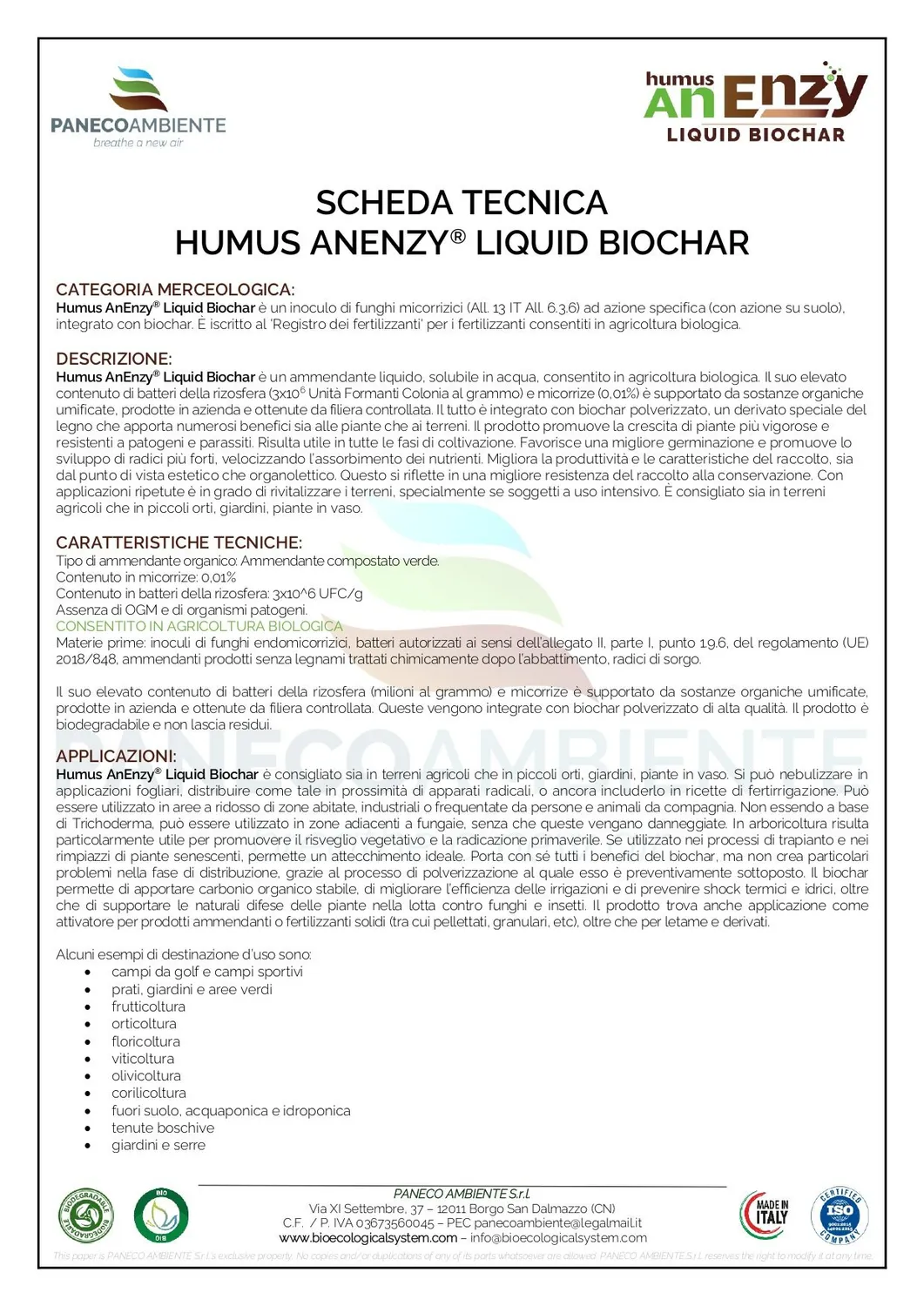 ZoLogik Humus AnEnzy Biochar concime liquido 5L bio