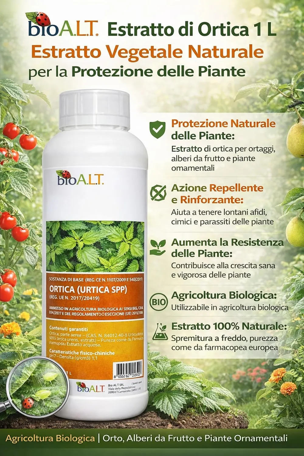 BIOALT Ortica estratto naturale 1 litro afidi