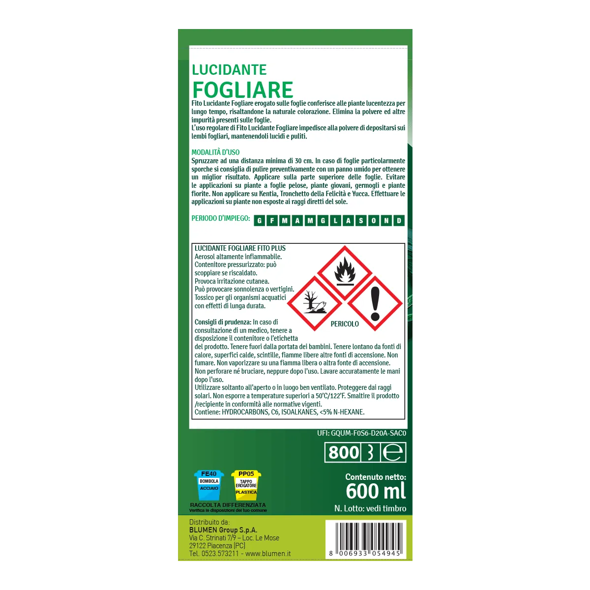 Fito Lucidante Fogliare spray foglie verdi antipolvere