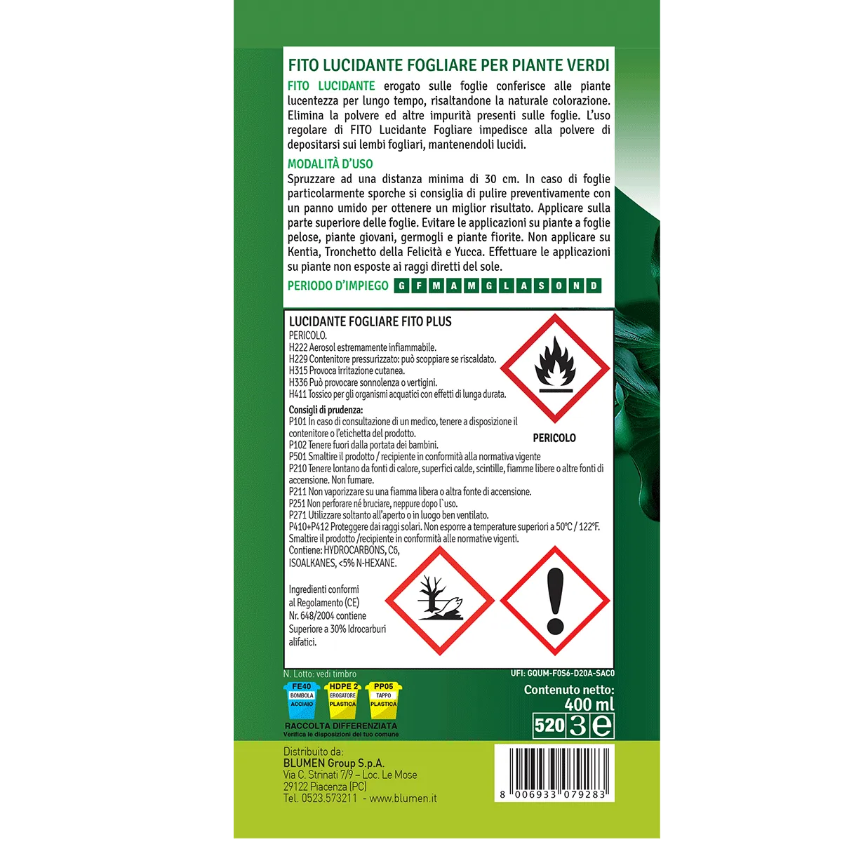 Fito Lucidante Fogliare spray foglie verdi antipolvere