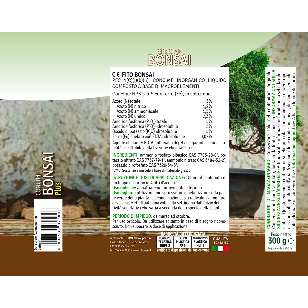 Fito Bonsai Plus concime liquido bonsai NPK 5-5-5