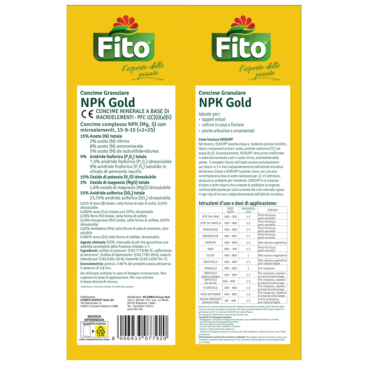 Fito NPK Gold 15-9-15 concime minerale lento rilascio