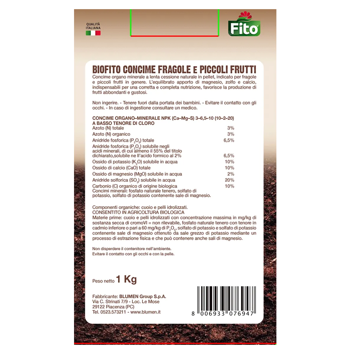 Fito Concime Bio fragole mirtilli pellet