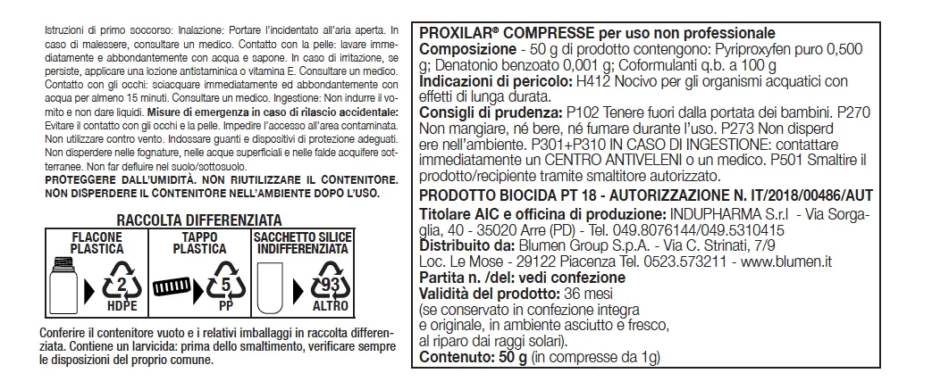Fito Proxilar Larvicida compresse antizanzare IGR