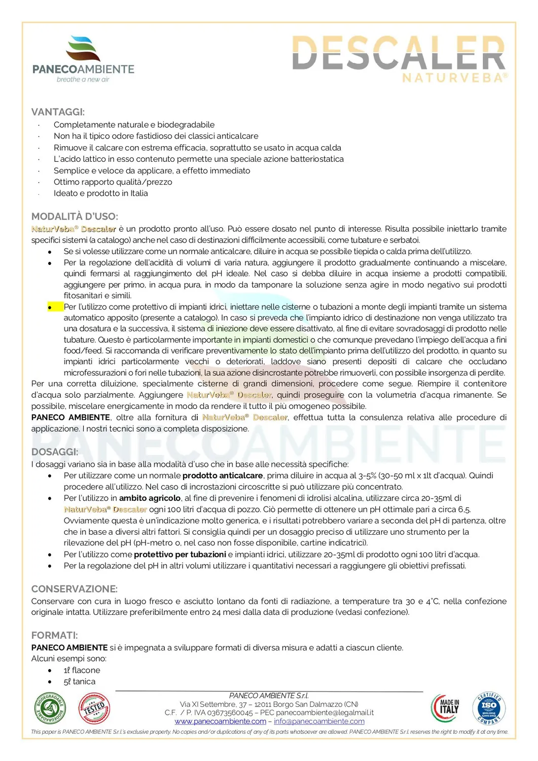 ZoLogik NaturVeba Descaler anticalcare 1L alimentare