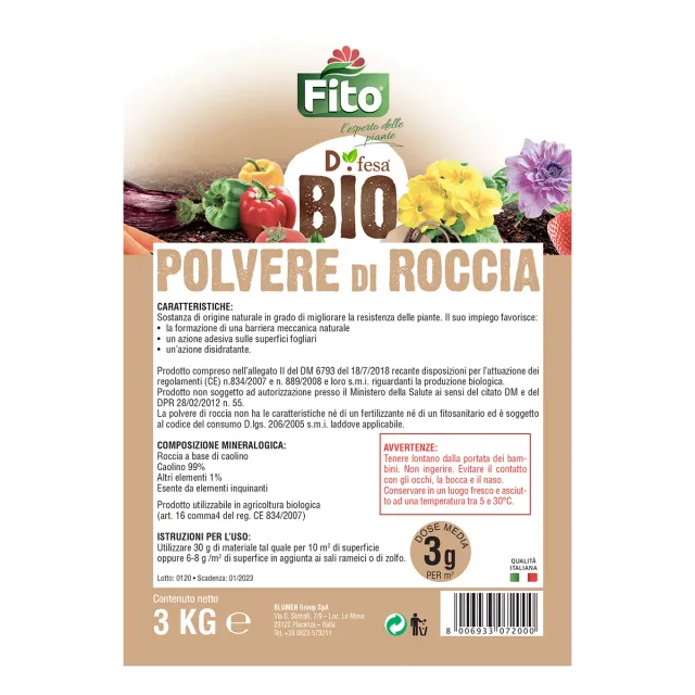 Fito Biofito Polvere di Roccia Caolino Fogliare