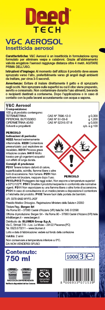Fito V&C Aerosol insetticida vespe calabroni 5 metri