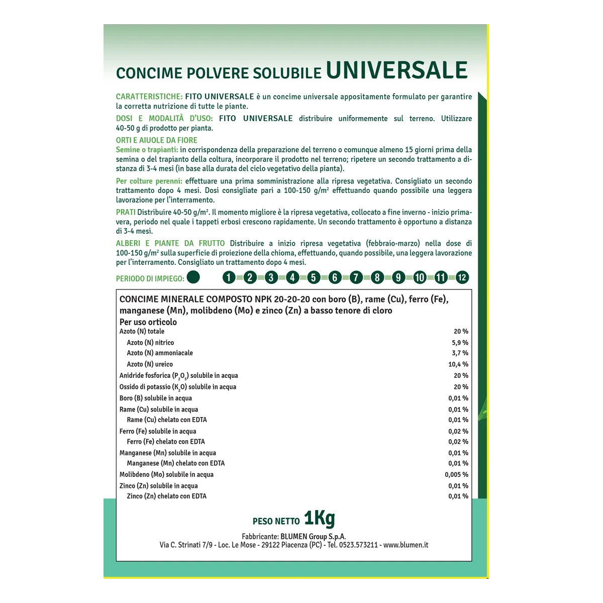 Fito Concime Universale in Polvere NPK 20-20-20