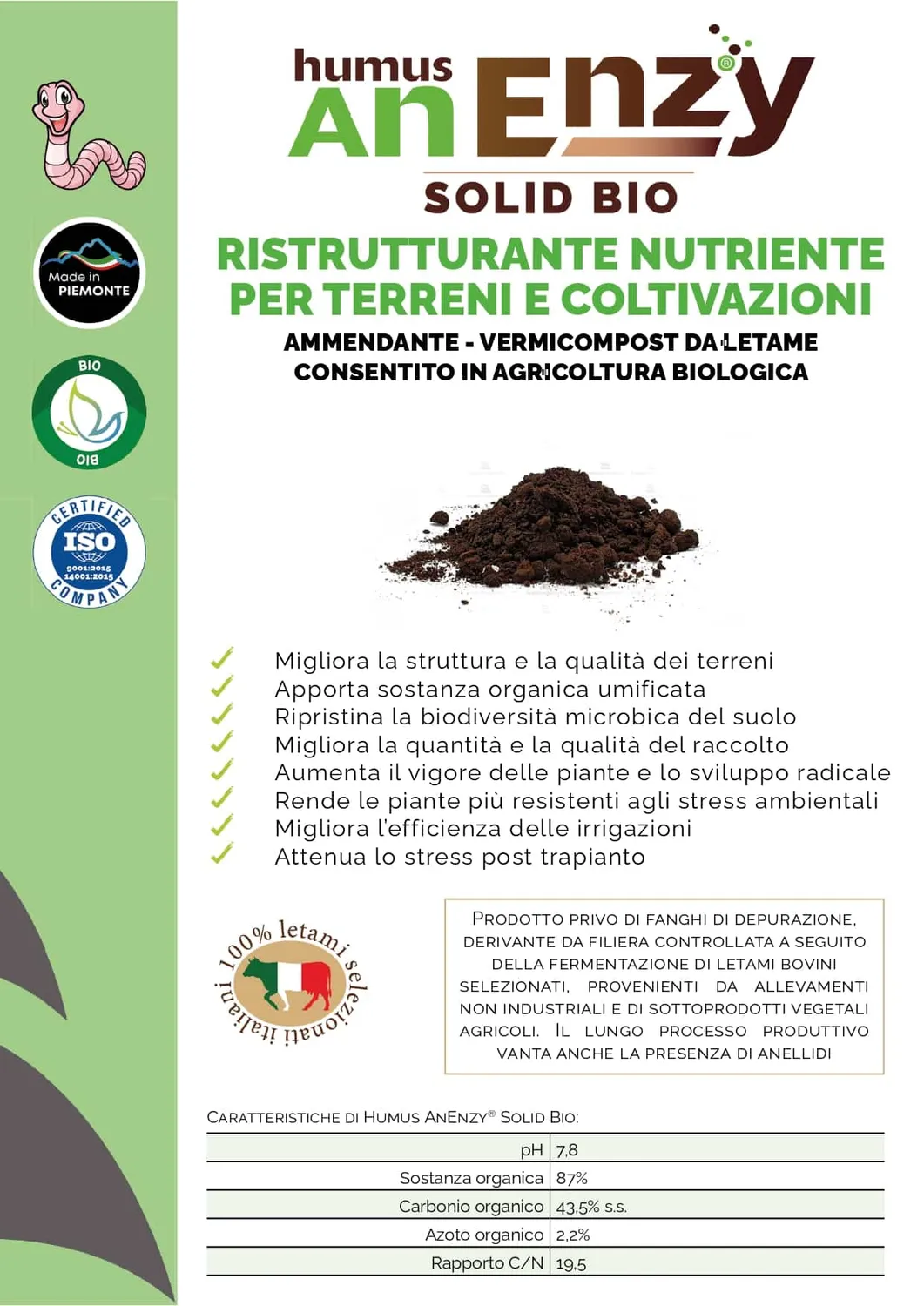 ZoLogik Humus AnEnzy Solid Bio vermicompost 15kg 45L