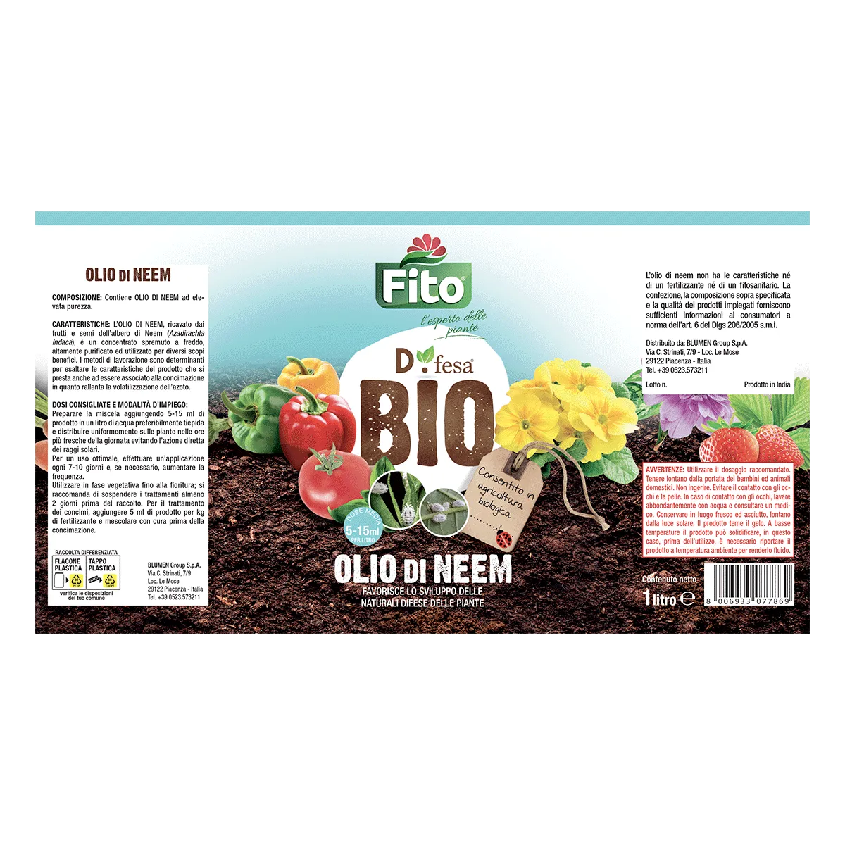 Fito Biofito Olio di Neem vegetale spremuto a freddo