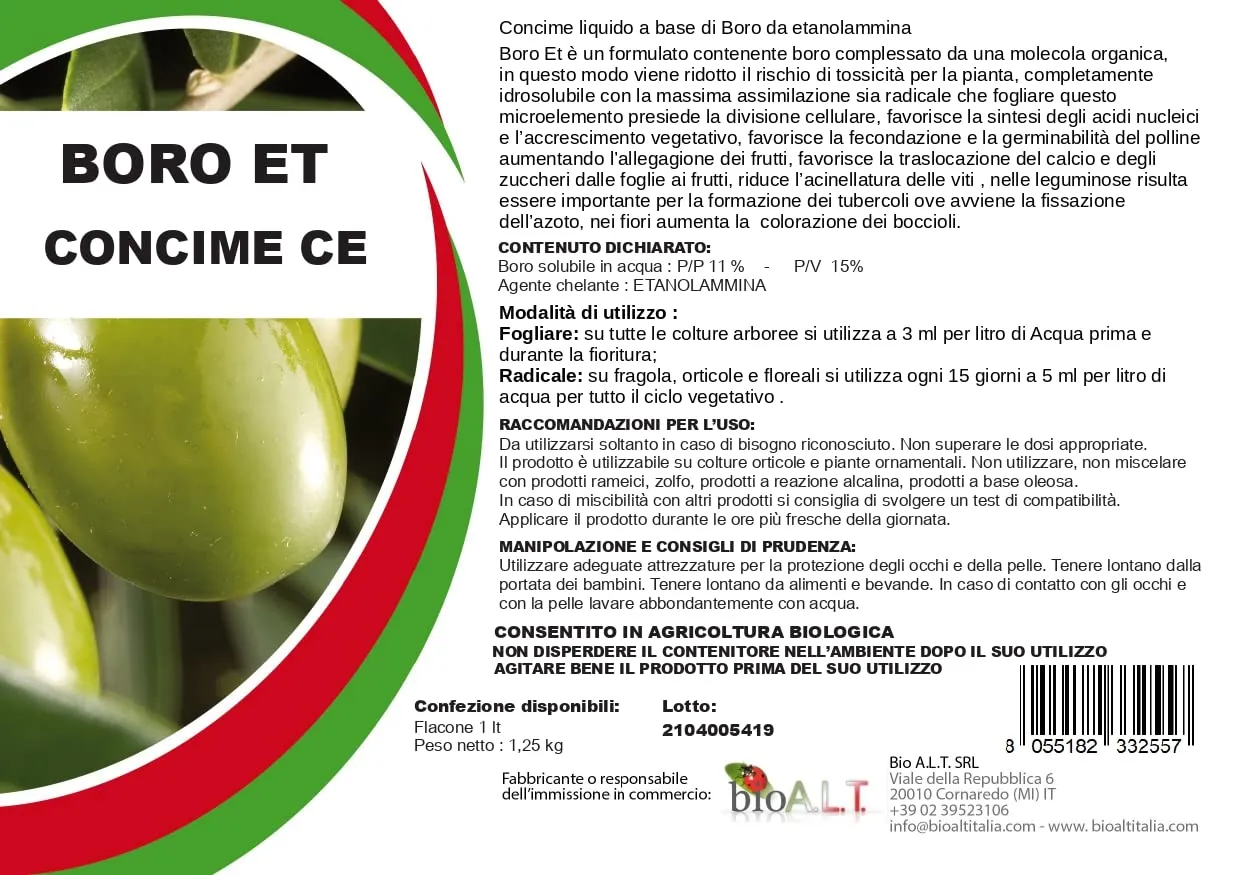 BioAlt FitoForte Boro ET concime liquido 1 L per allegagione