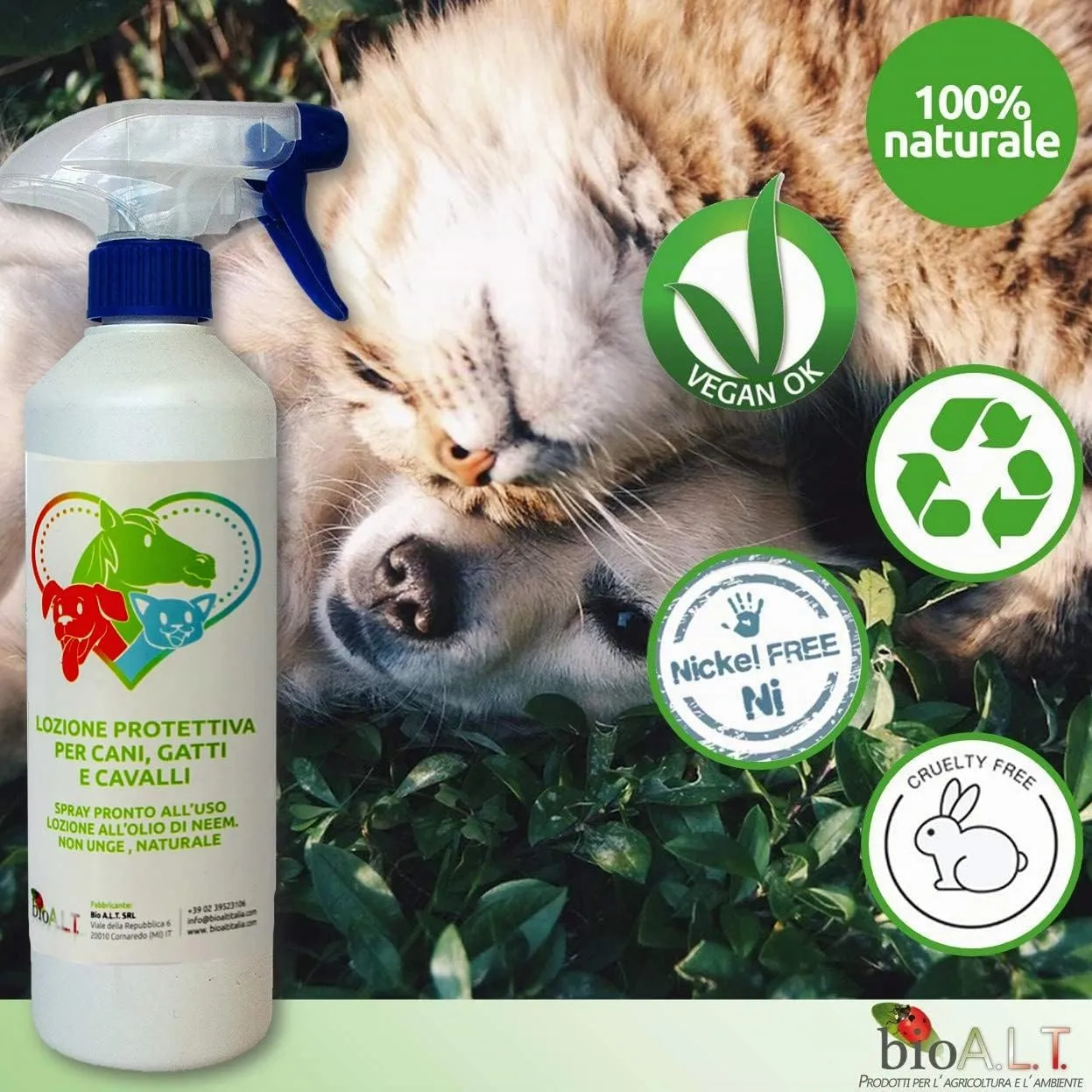 Bio A.L.T. Olio di Neem Spray Repellente Animali 500 ml Naturale