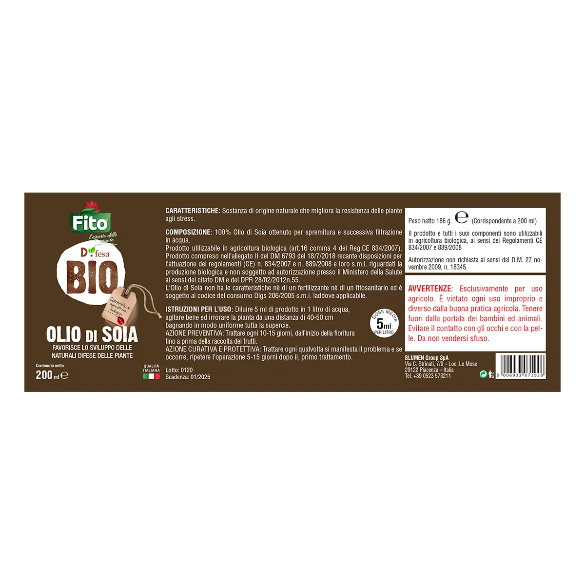 Fito Olio di soia vegetale spremitura a freddo