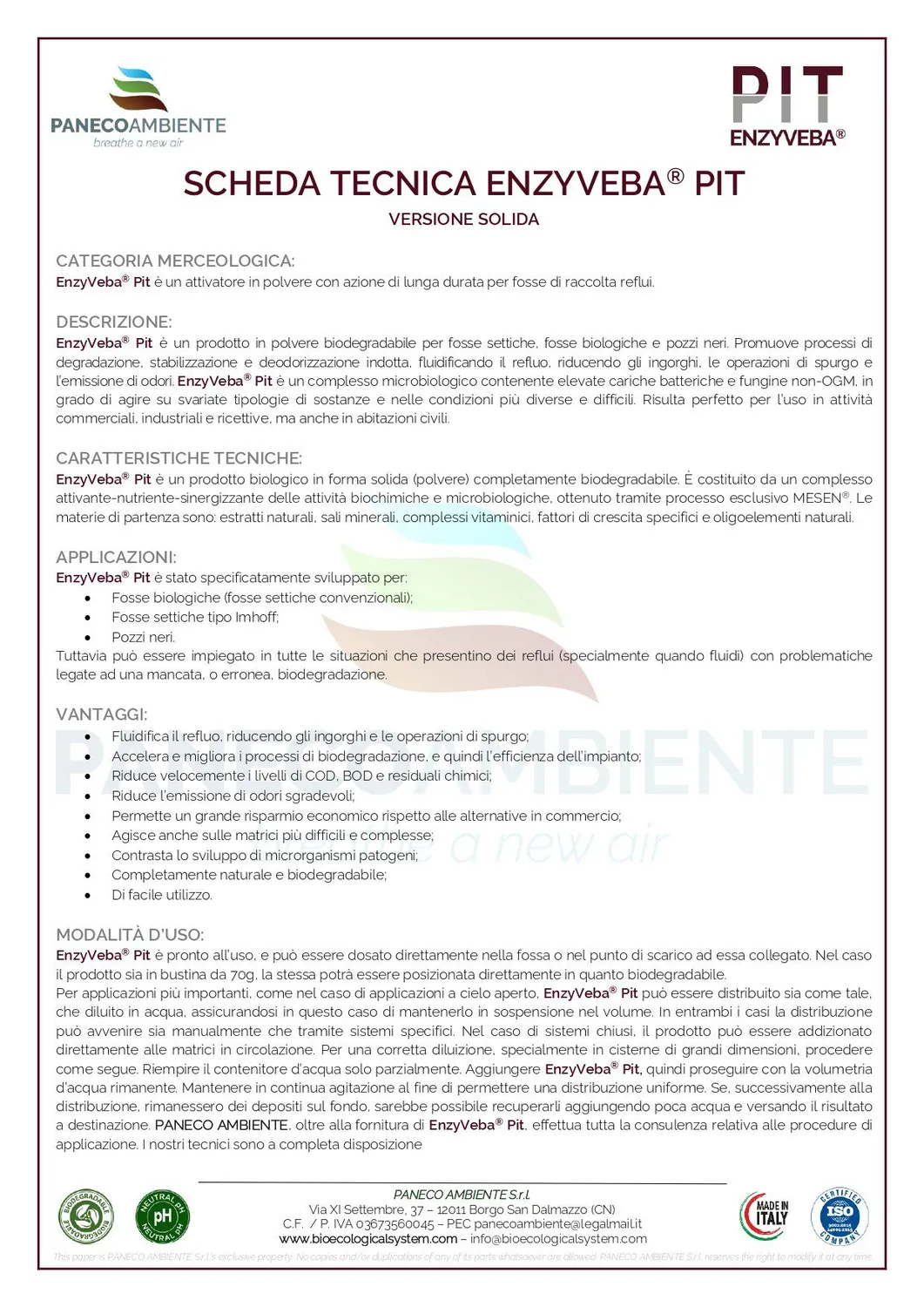 EnzyVeba PIT bustine fosse biologiche 20g naturali