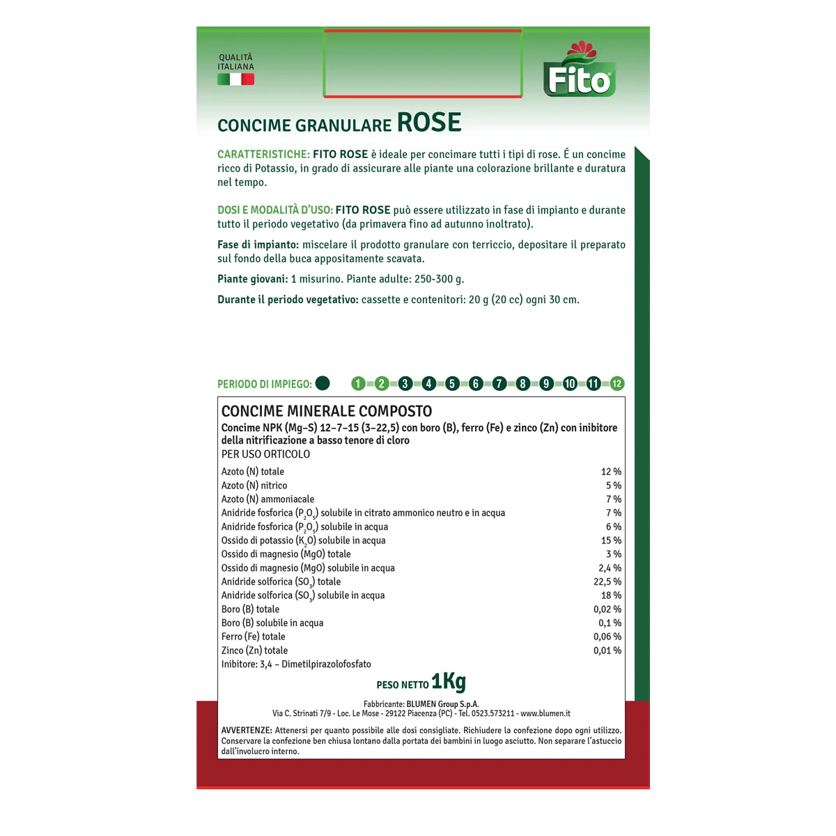 Fito Rose concime granulare NPK 12-7-15