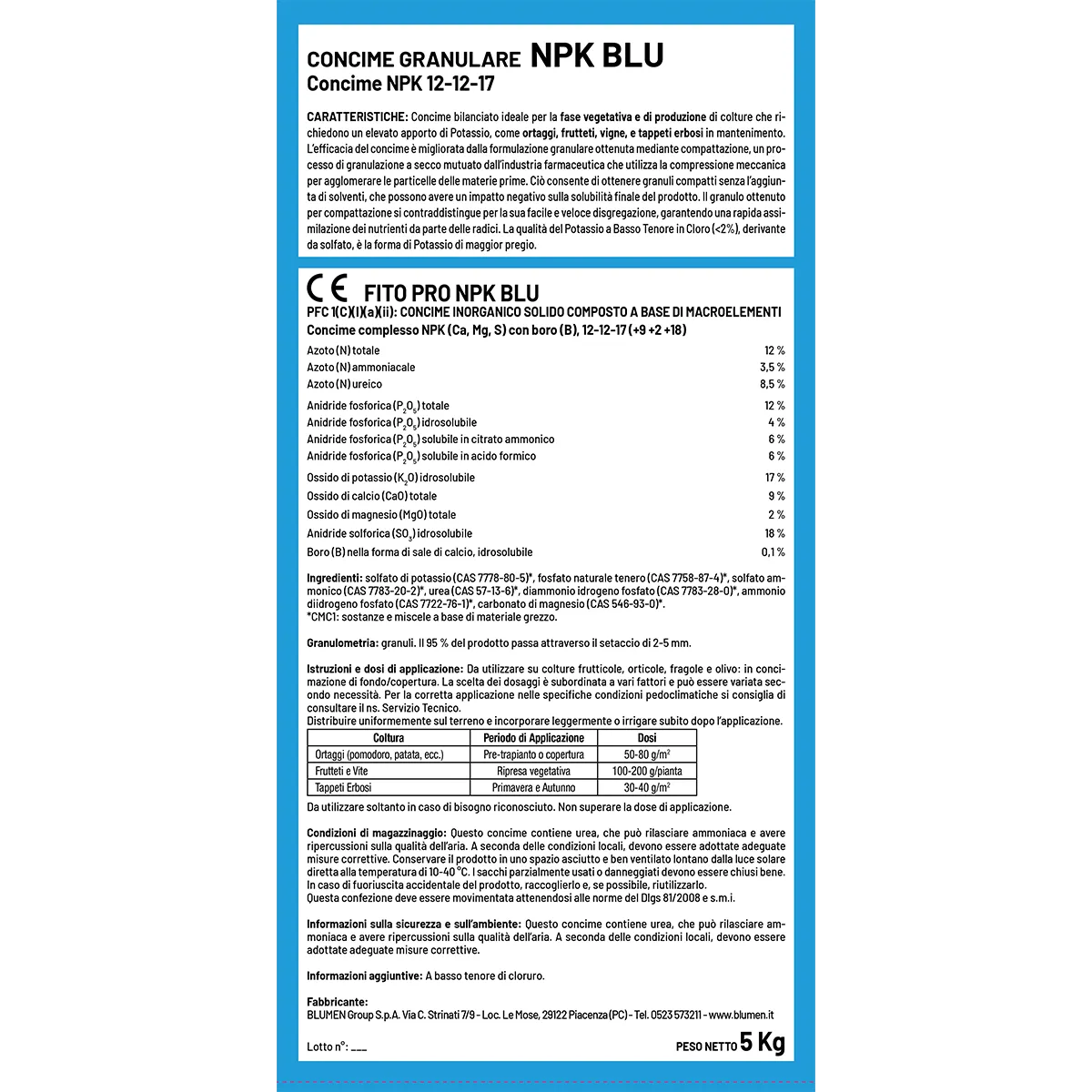 Fito Pro NPK Blu concime granulare bilanciato