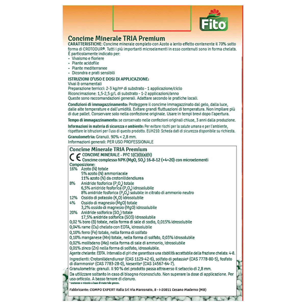 Fito Tria Premium concime minerale lenta cessione 120 giorni