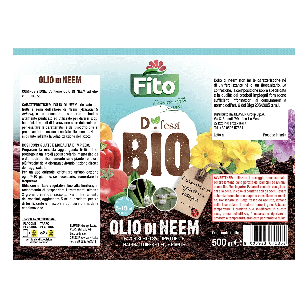 Fito Biofito Olio di Neem vegetale spremuto a freddo