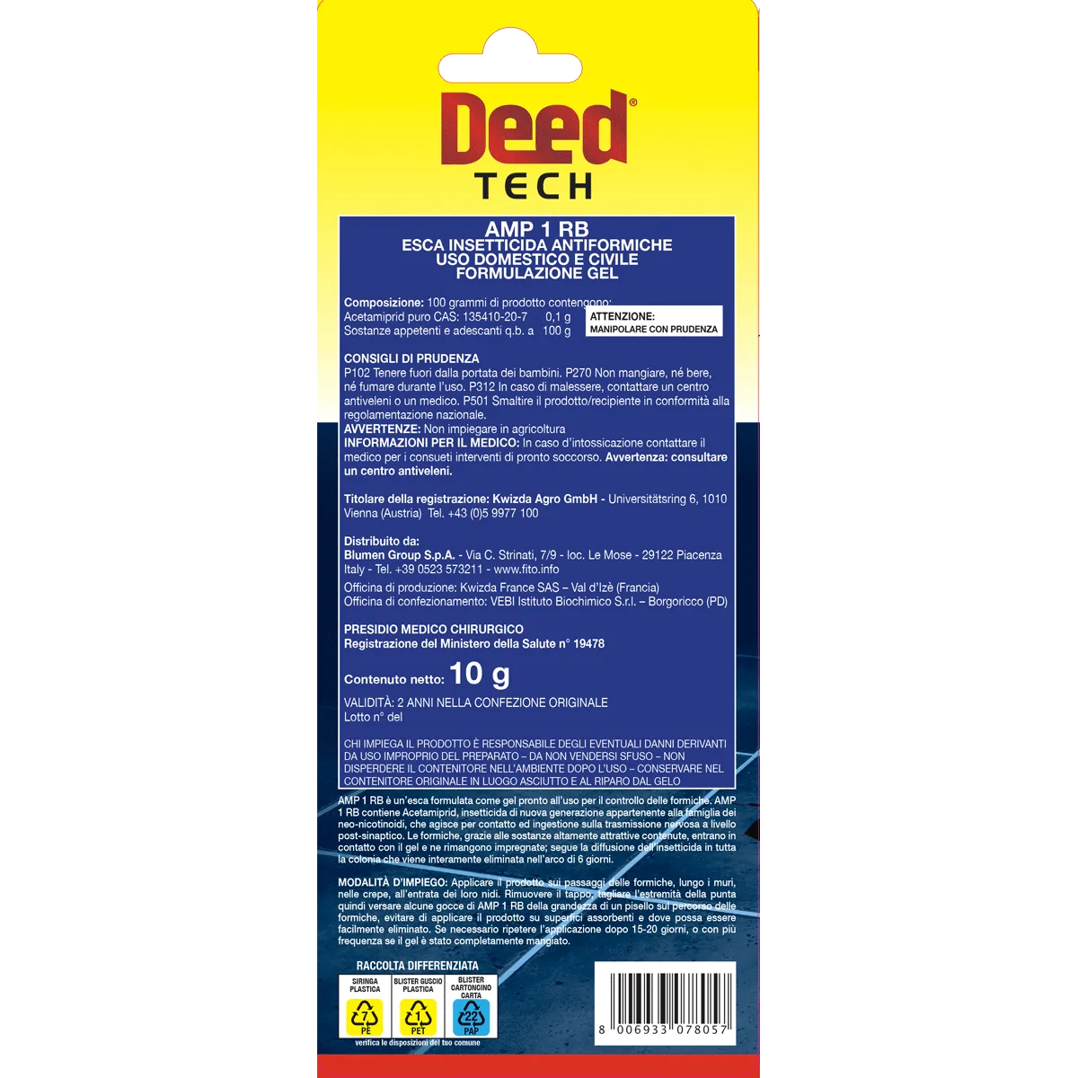 Fito Deed Tech Siringa Gel Formiche esca per colonia