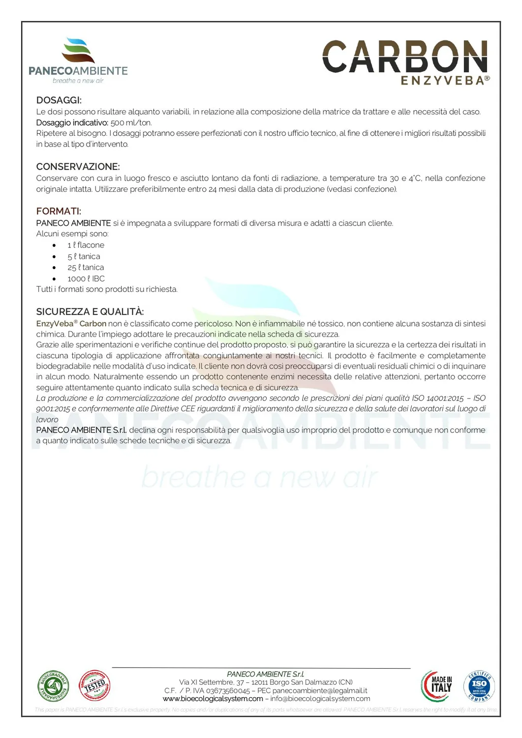 ZoLogik EnzyVeba Carbon carbonio organico per biodigestione