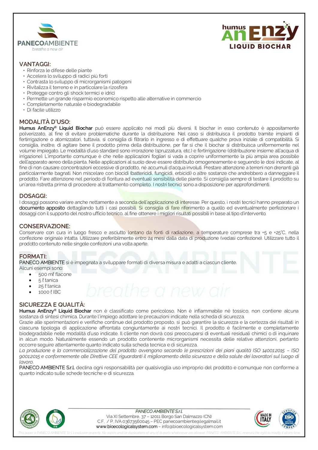 ZoLogik Humus AnEnzy Biochar concime liquido 5L bio