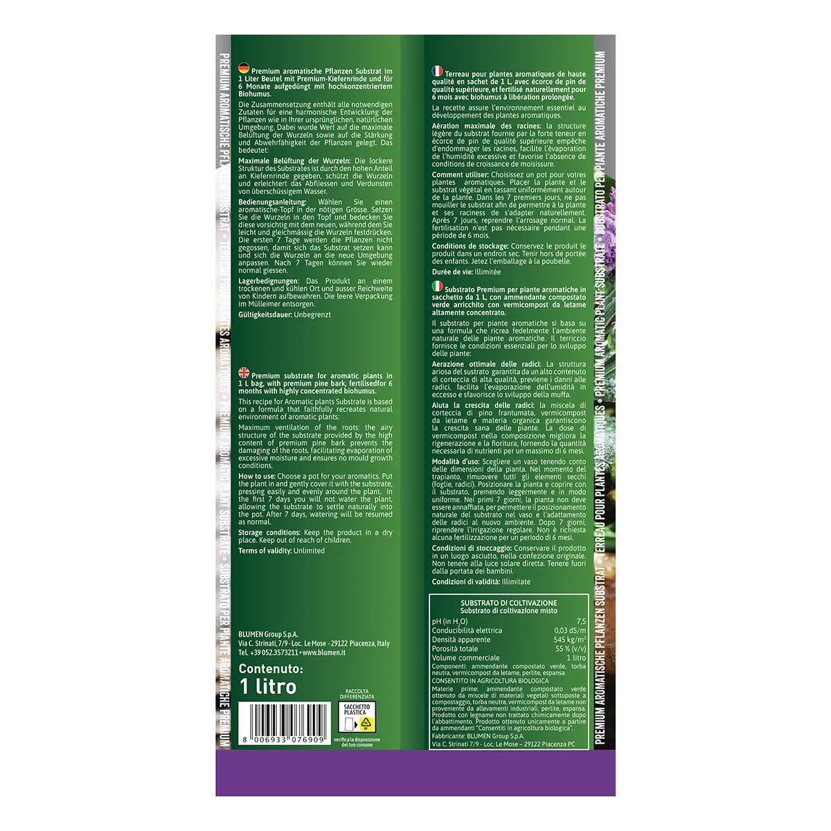 Fito Substrato Piante Aromatiche terriccio con corteccia