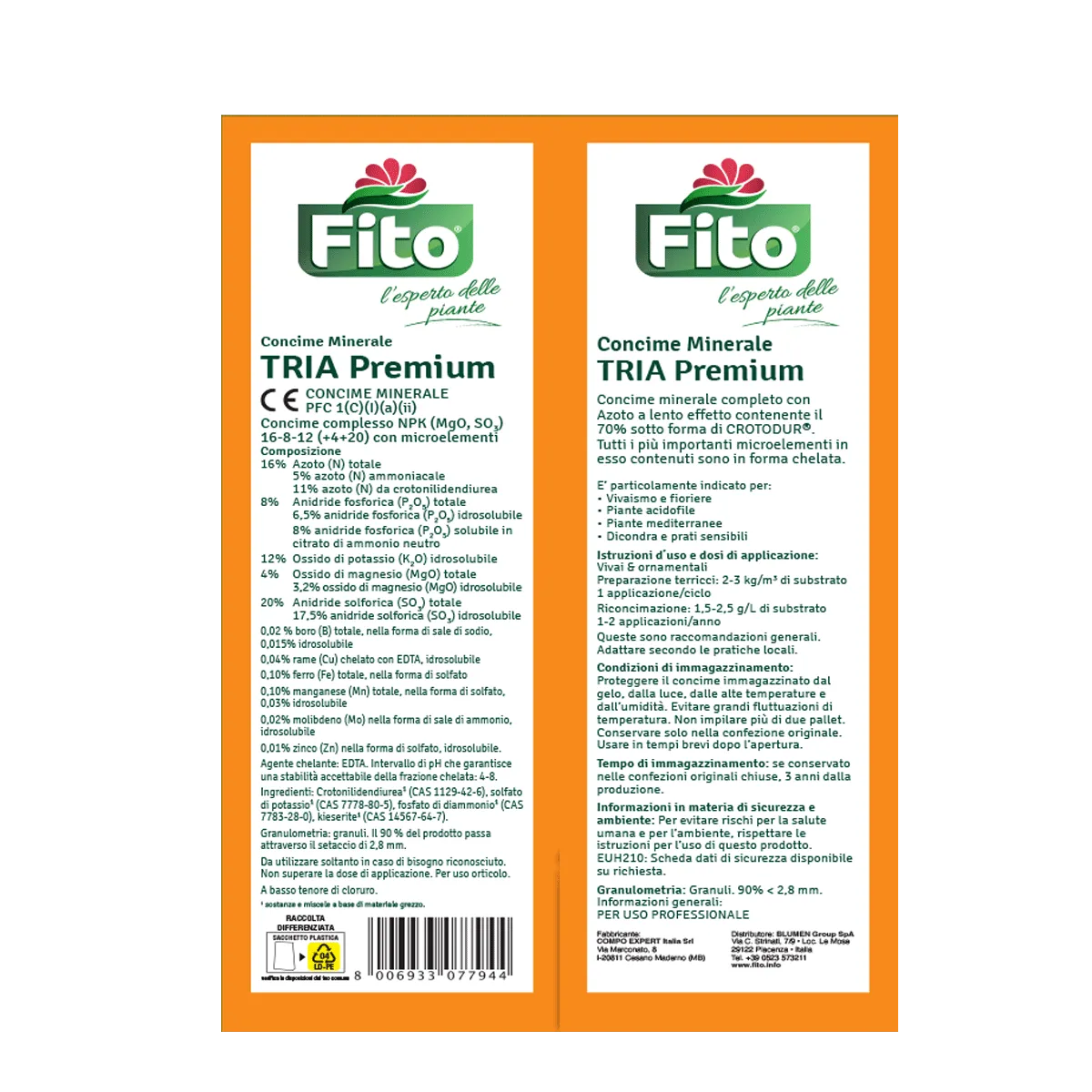 Fito Tria Premium concime minerale lenta cessione 120 giorni