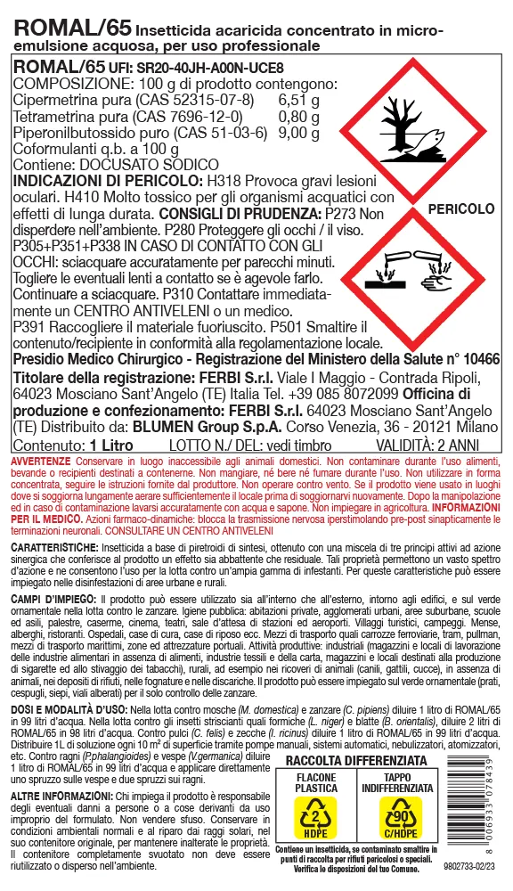 Fito ROMAL/65 insetticida acaricida micro-emulsione