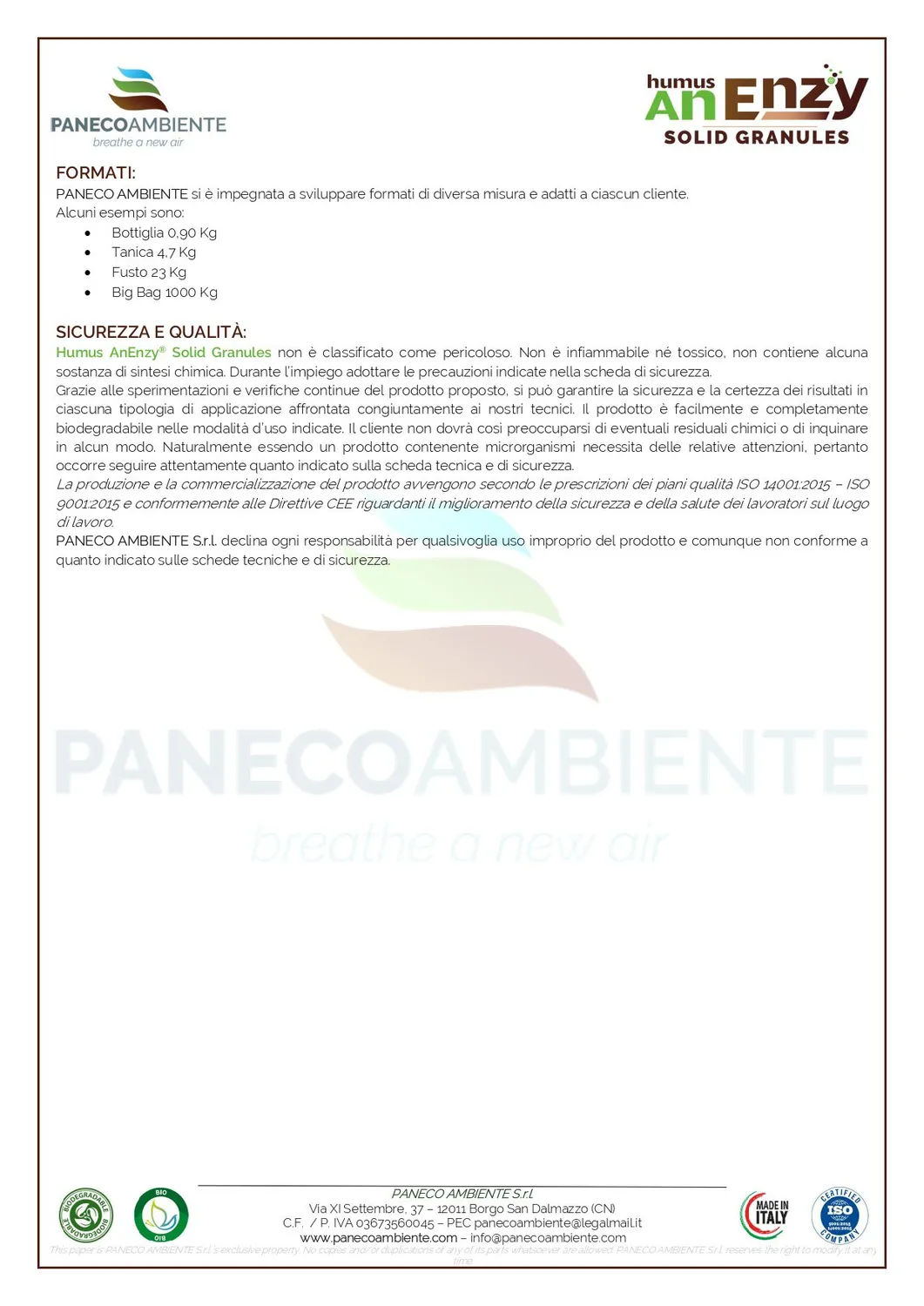 ZoLogik Humus AnEnzy Solid Granules ammendante 10q bio